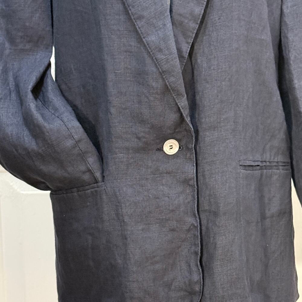 Talbots 100% linen navy blue blazer women’s size 8 made in USA - Picture 5 of 7